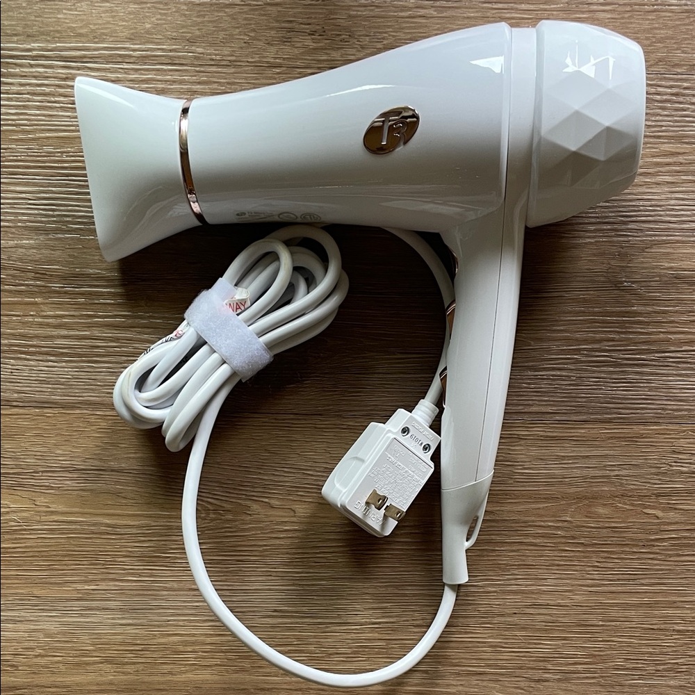 T3 Featherweight White Hair Dryer with Rose Gold Accents